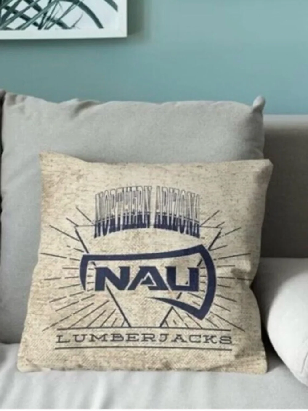 NWT! NCAA NORTHERN ARIZONA LUMBERJACKS Woven Tapestry Pillow 26”x26”